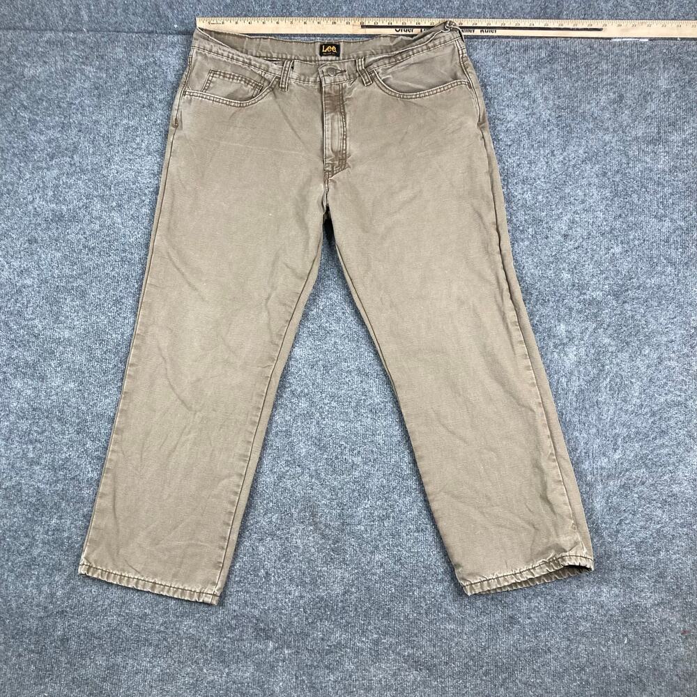 Lee Jeans Mens Size 38x29 Tan Straight Leg Casual Classic Denim